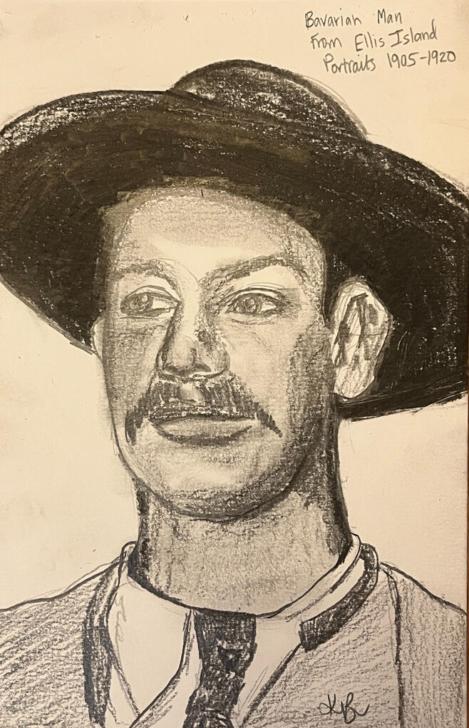 Bavarian Man 2026, graphite on paper