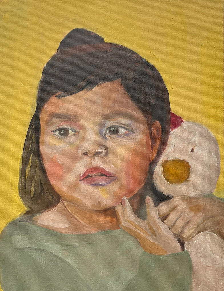 El and Chuckie 2026 oil on paper, 11" x 14"