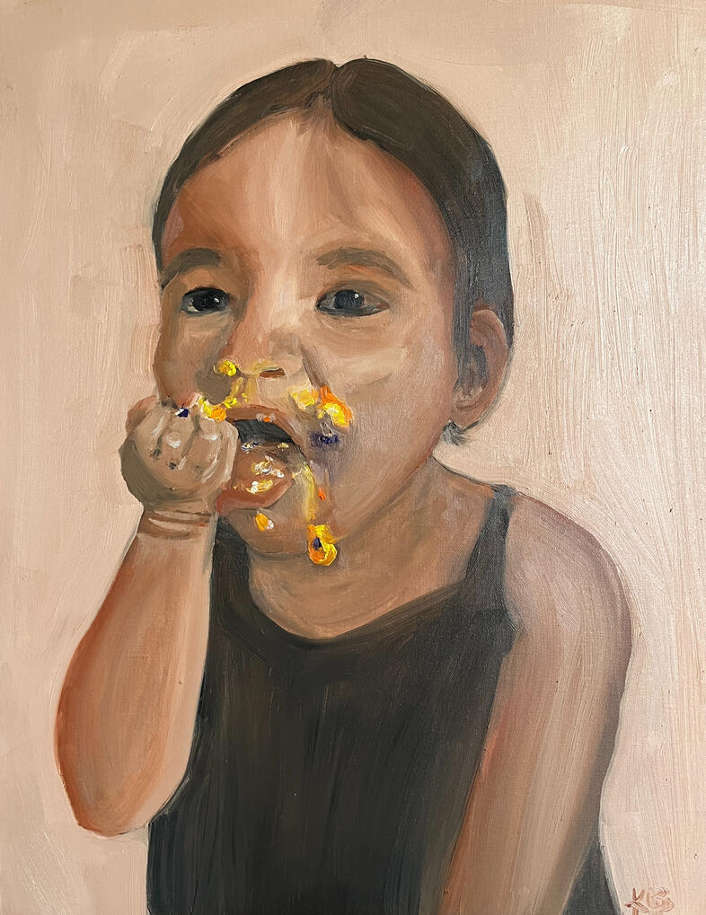 2nd Birthday 2026, oil on panel, 14" x 18"